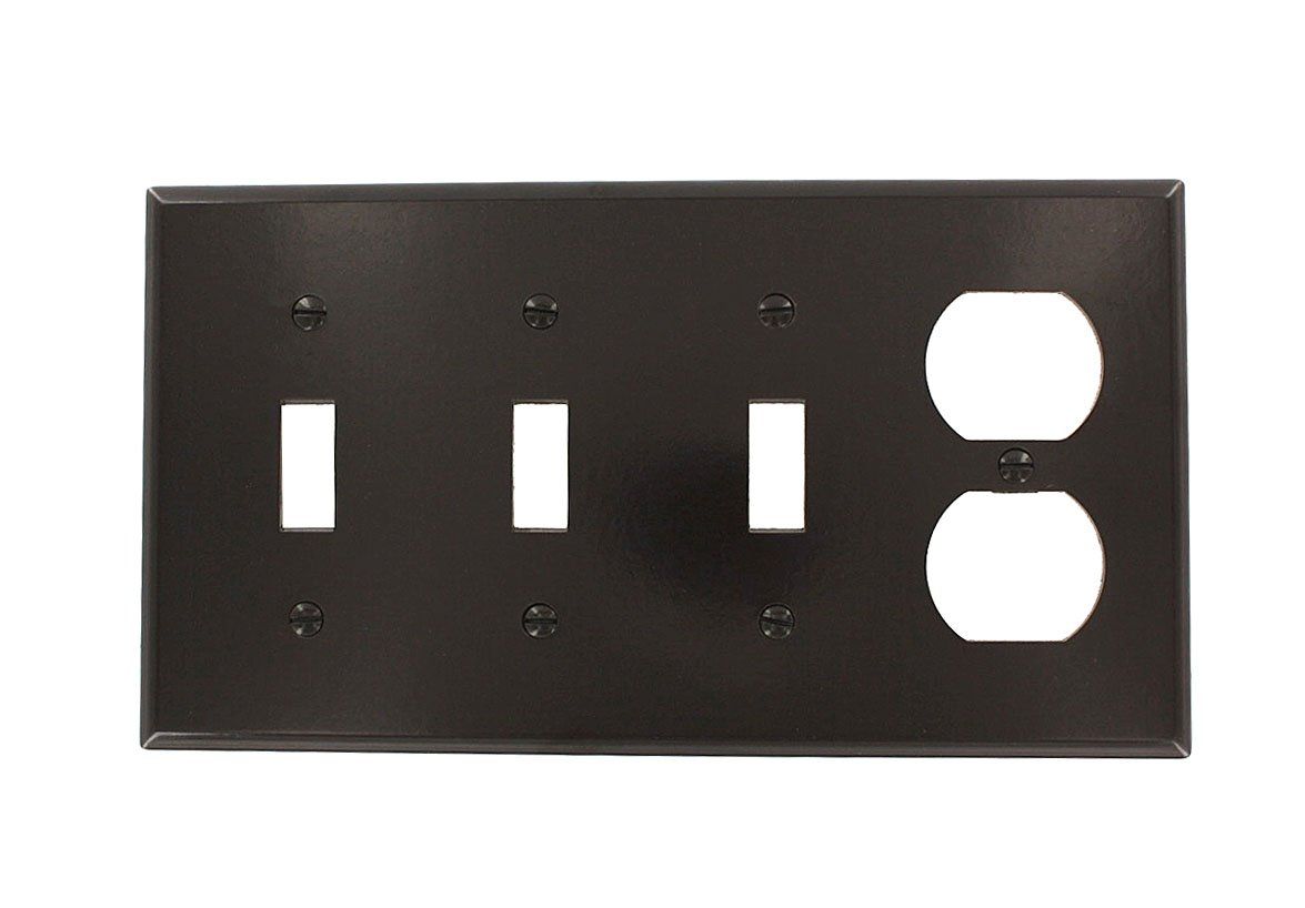 Leviton P38 4-Gang Wallplate: Brown 3-Toggle & 1-Duplex Combination for Standard Size