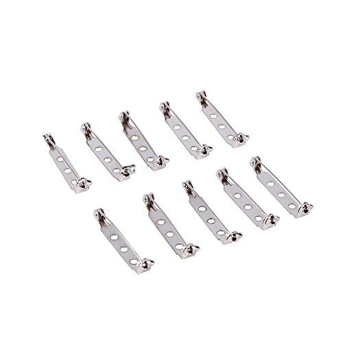 50Pcs Silver Bar Pins Brooch Lock Safety Clasps for DIY Crafts - 32mm Brooch Pin Backs