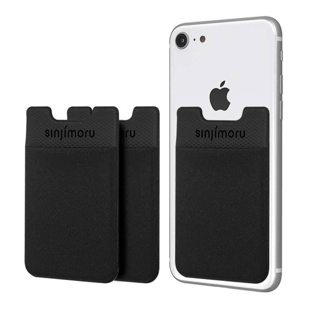 Sinjimoru Basic Cell Phone Wallet - Adhesive Card Holder for iPhone | 3 Pack Black Sinji Pouch