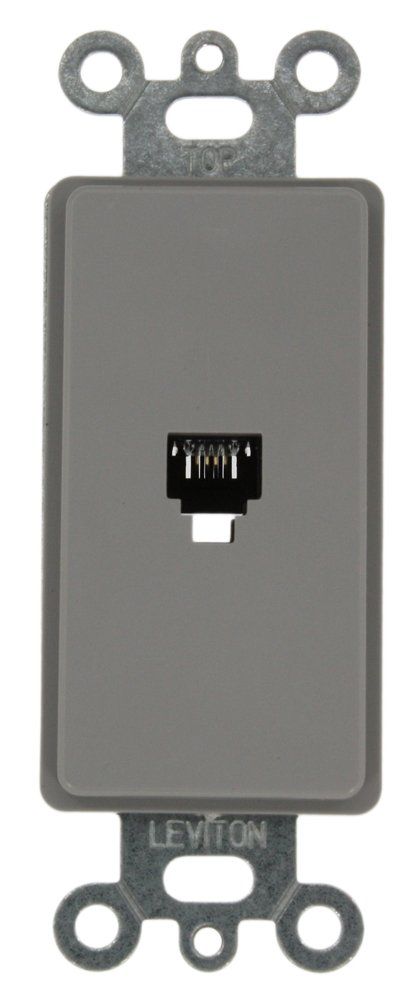 Leviton 40649-GY Decora Insert 6P4C - Gray Screw Terminals for Easy Wiring