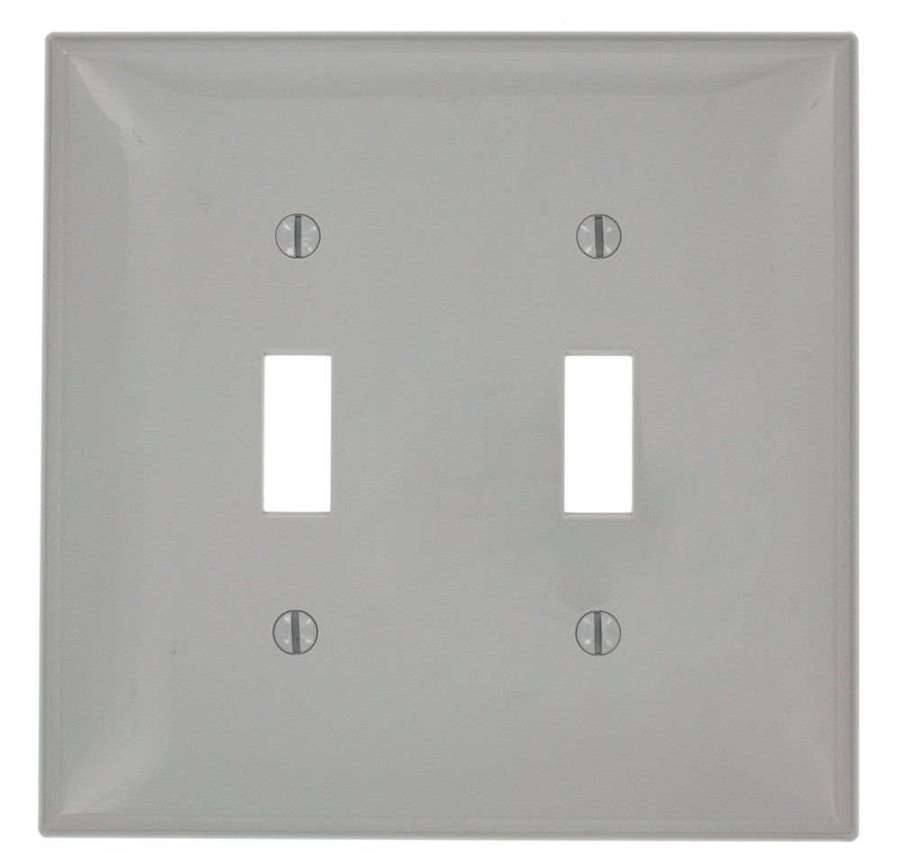 Leviton PJ2-GY Midway Gray 2-Gang Toggle Switch Wallplate - Durable & Stylish