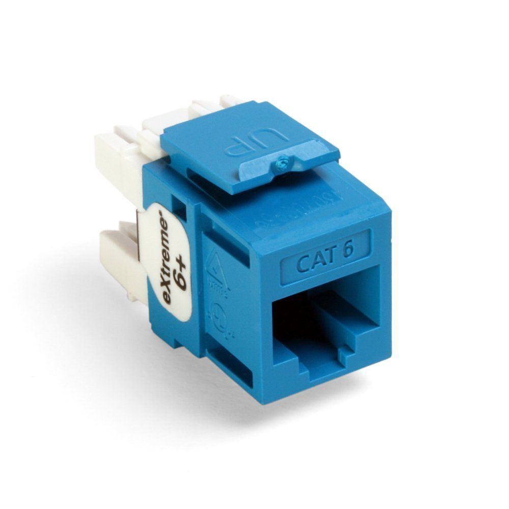 Leviton 61110-JL6 Extreme 6+ CAT 6 QuickPort Connectors - Blue, 150-Pack for High-Speed Networking