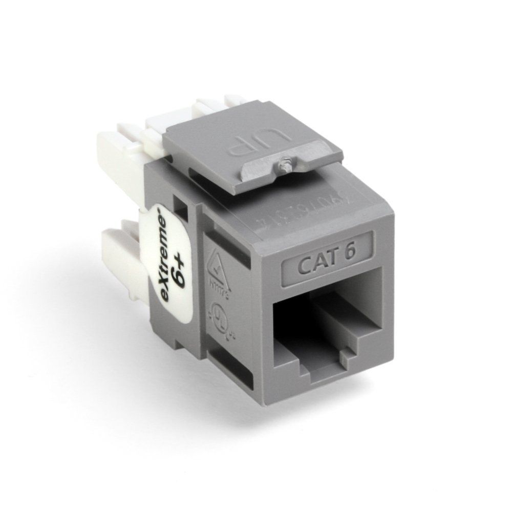 Leviton 61110-RG6 Extreme 6+ QuickPort Connector - CAT 6, Gray | High-Speed Networking Solution