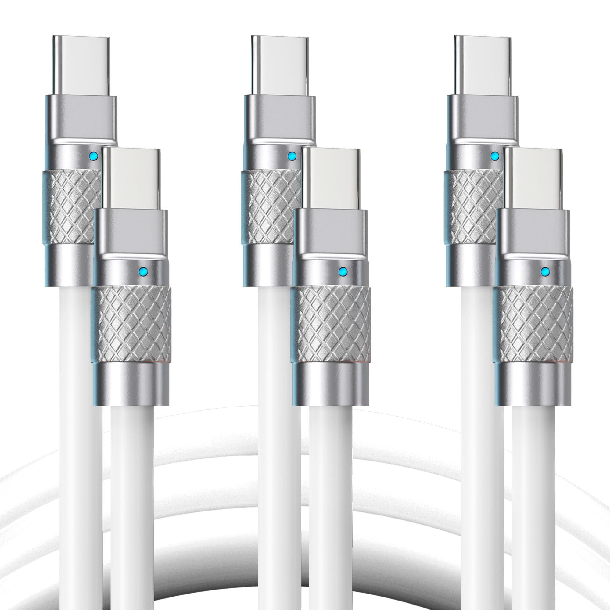 Statik TsumoCharge 100W USB C to C Cable - Durable 6FT Fast Charging & Data Transfer, 3-Pack with Cord Wrap Organizer