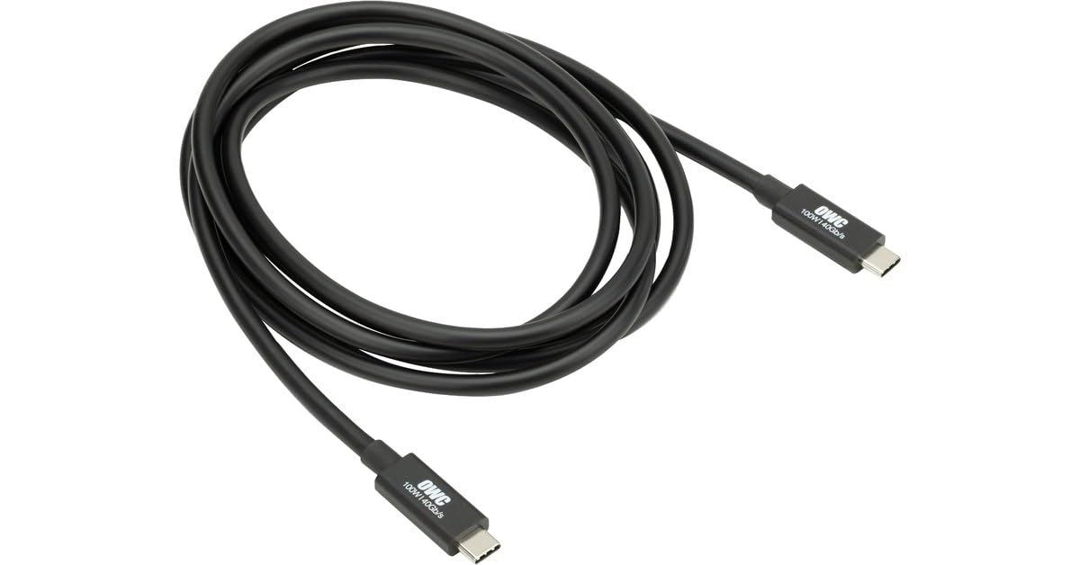 OWC 79-Inch Thunderbolt 4 & USB-C Cable: 40Gbps Data, 100W Power, 8K Video - Fast Charging & High-Speed Performance
