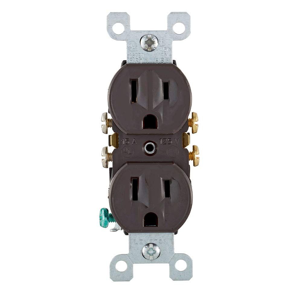 Leviton 5320 Duplex Receptacle: 15 Amp, 125 Volt, Grounding, Residential Grade - Brown Finish
