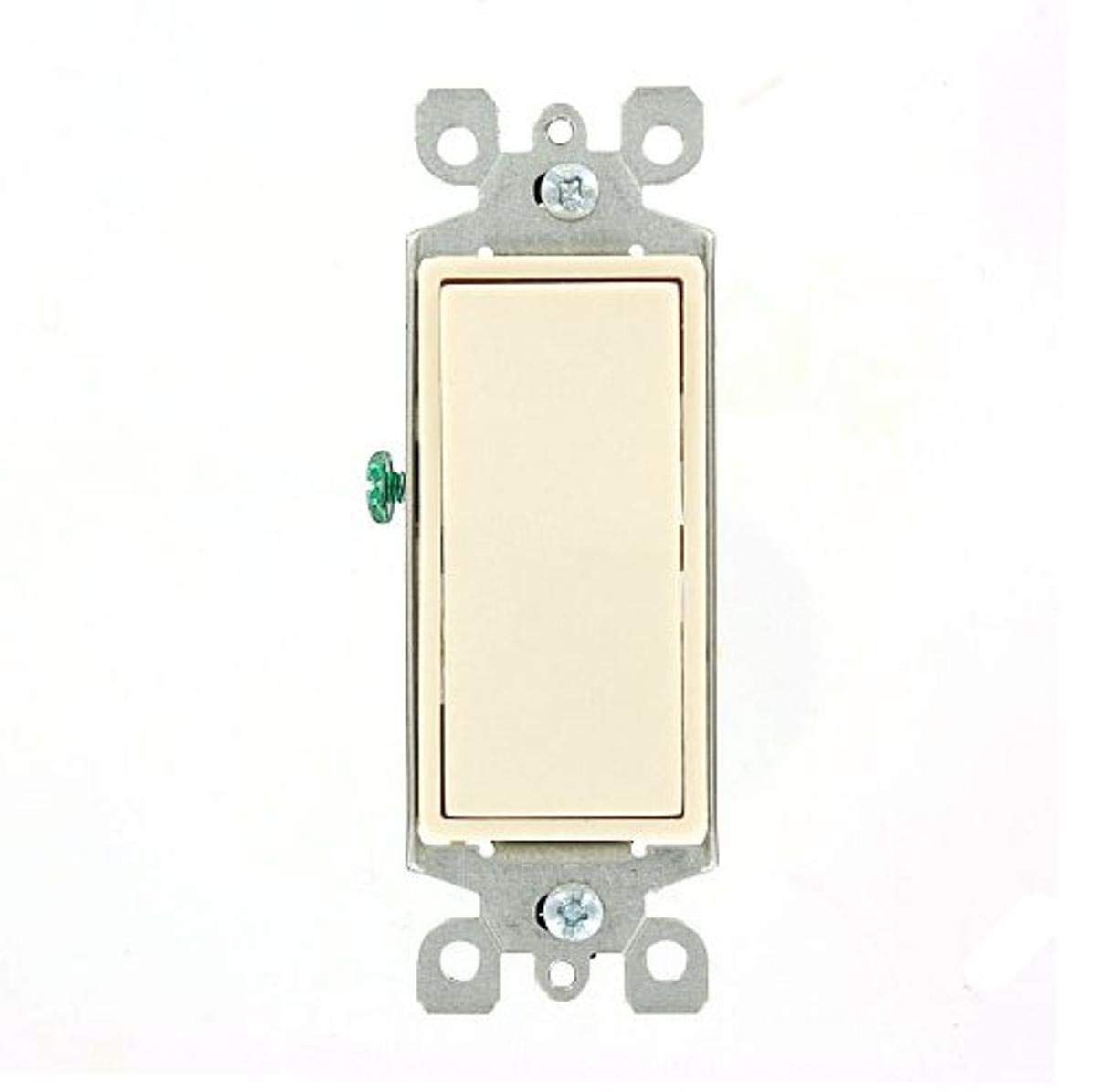 Leviton 5603-2T 15 Amp Decora Rocker 3-Way Switch - Quiet, Grounding, Light Almond for Home Use