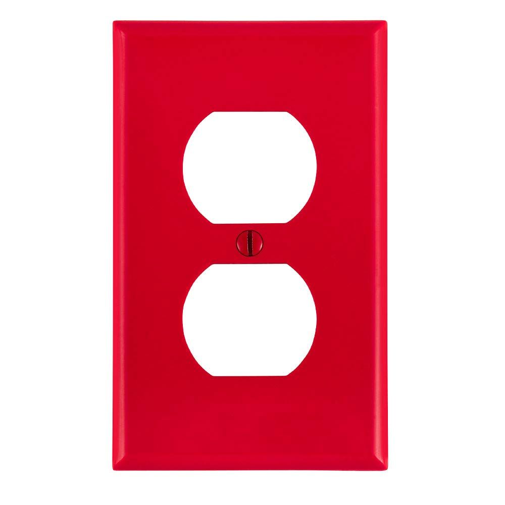 Leviton 80703-R Red 1-Gang Duplex Wallplate - Durable Thermoplastic Nylon, Standard Size, 1 Pack
