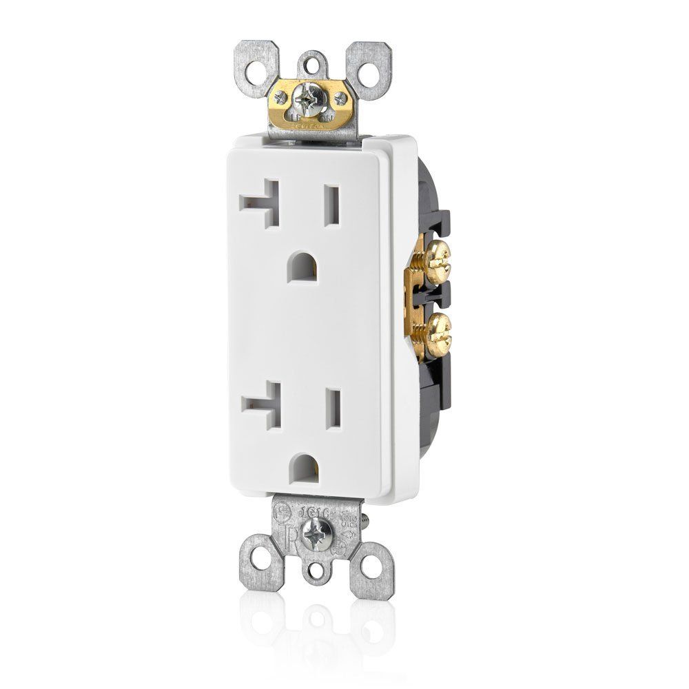 Leviton T5825 20 Amp Decora Tamper-Resistant Duplex Outlet - White | Safe & Stylish Electrical Solution