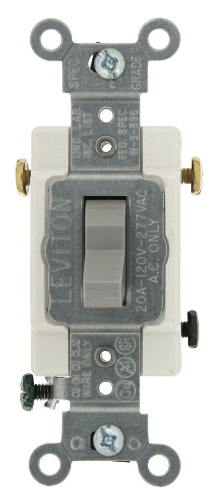 Leviton CS320-2GY 20-Amp 3-Way AC Quiet Switch - Commercial Grade Gray Toggle Switch
