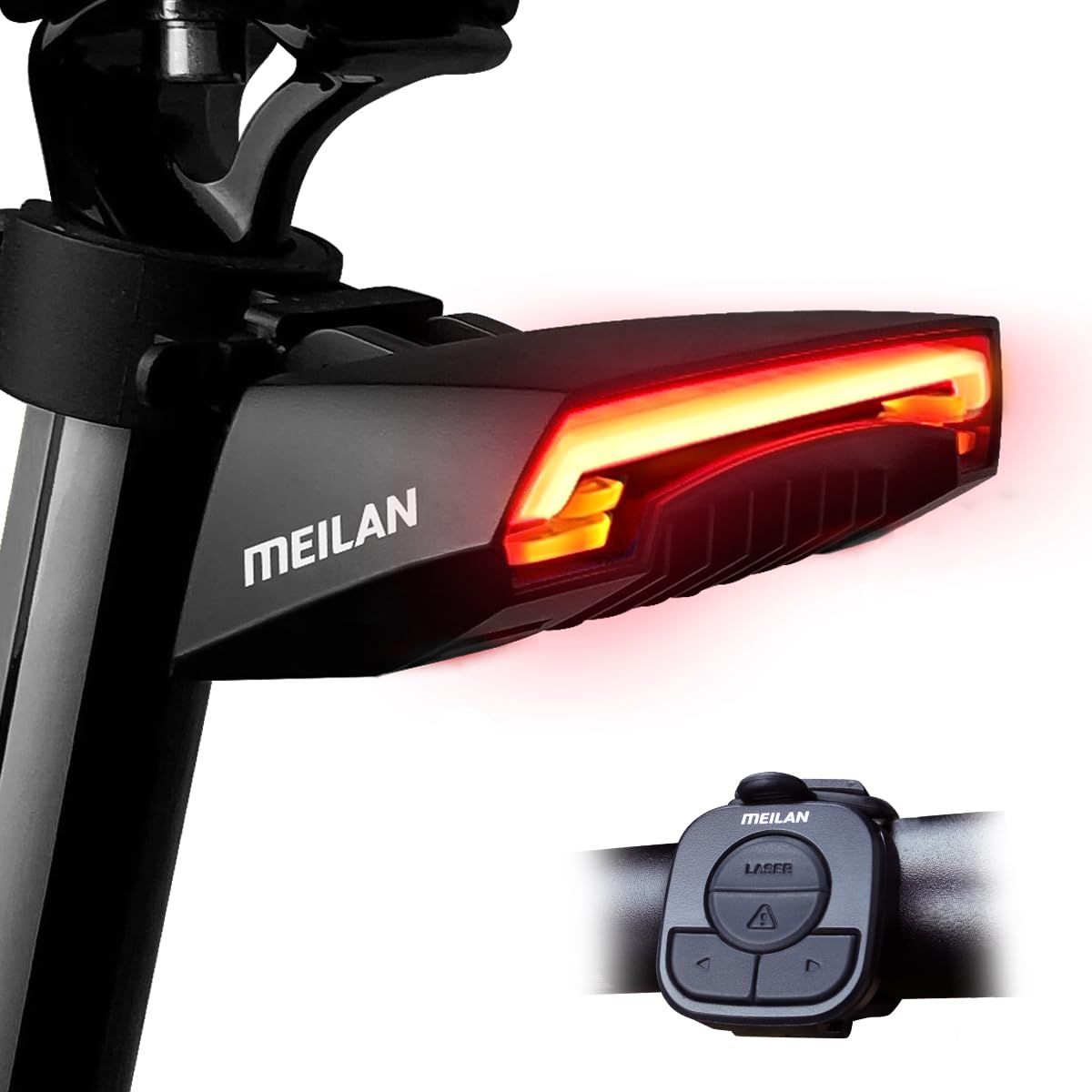 MEILAN X5 Smart Bike Tail Light: USB Rechargeable with Wireless Remote & Turning Signals for Enhanced Cycling Safety