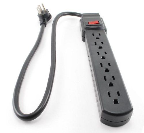 6 Outlet Surge Strip with 90 Joules Protection & 2ft Cable - Horizontal Design for Home & Office