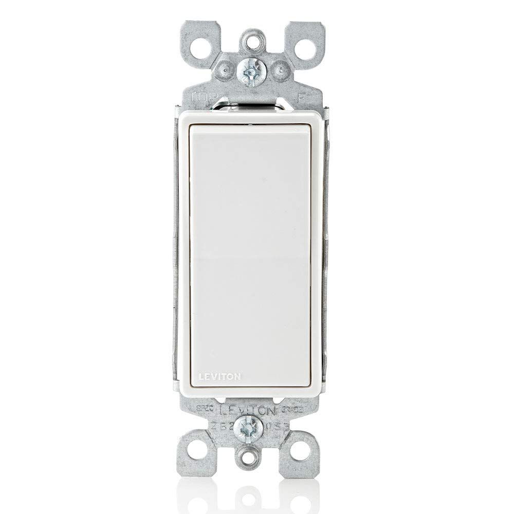 Leviton 5601-2W Decora Rocker Switch: 15 Amp, 120/277V, Quiet, Grounding - Residential Grade in White