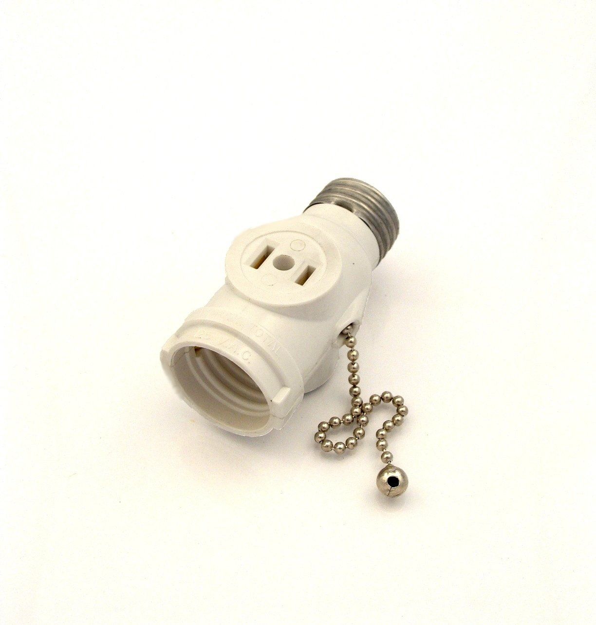 Leviton 1406-W 660W Pull Chain Socket Adapter - Dual Outlet, 125V, White | Perfect for Home Lighting