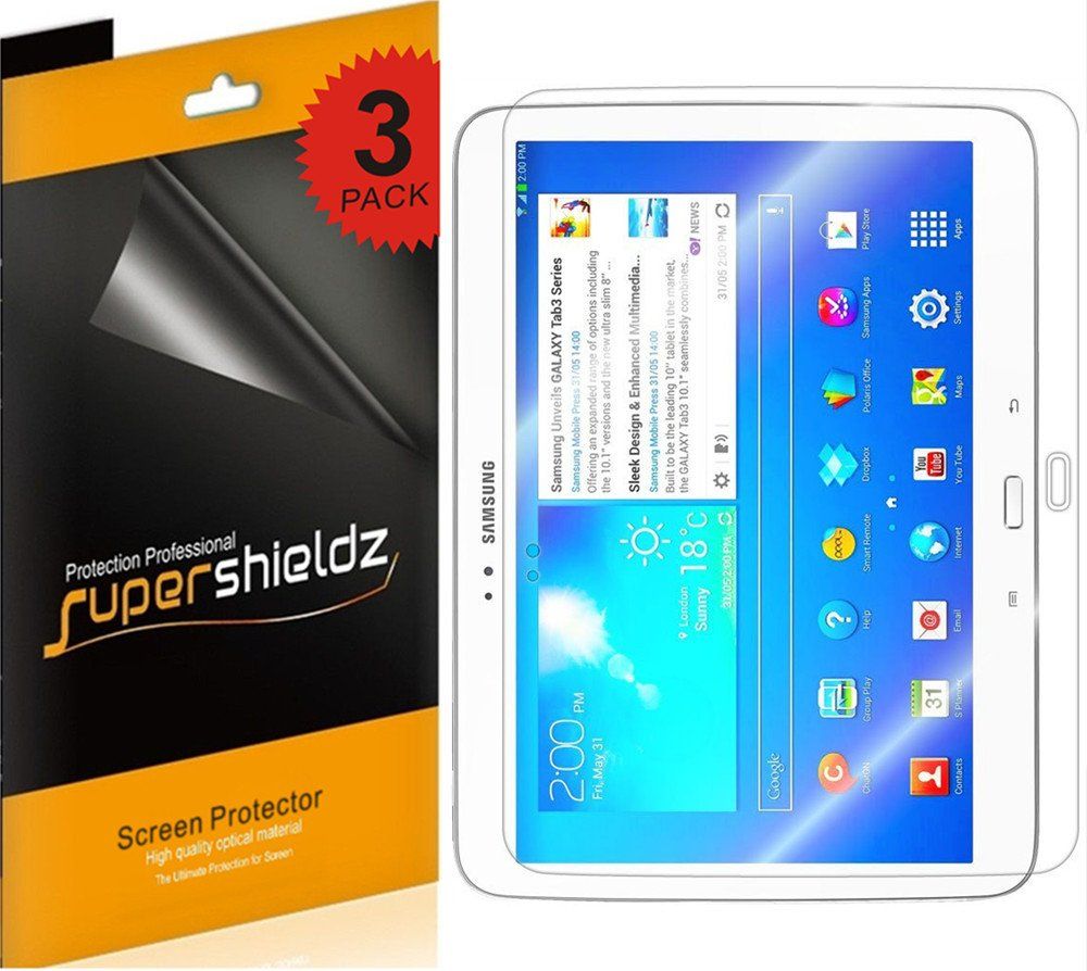 Supershieldz 3 Pack Screen Protector for Samsung Galaxy Tab 3 10.1 - High Definition Clear PET Shield