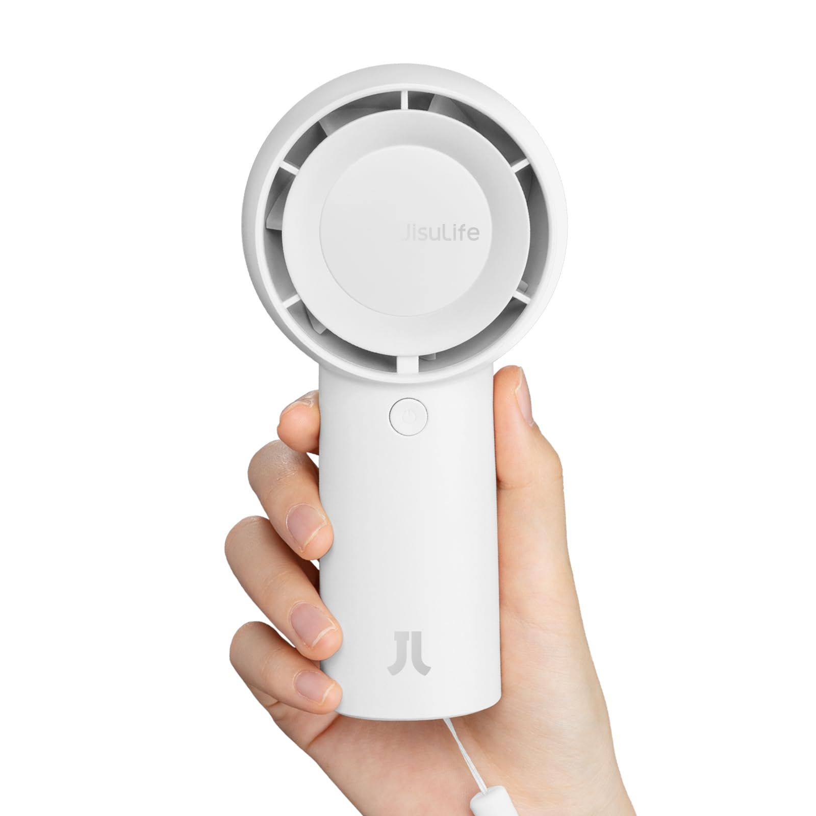 JISULIFE Mini Portable Hand Fan - 4000mAh USB Rechargeable, 5 Speeds, Perfect for Travel, Home & Office - White