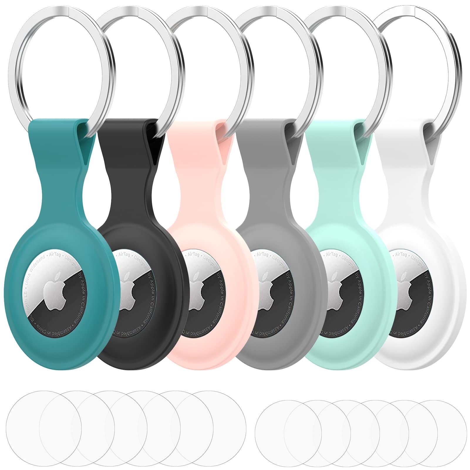 6-Pack Portable Silicone Case for Apple AirTags | Lightweight Anti-Scratch Keychain Protectors