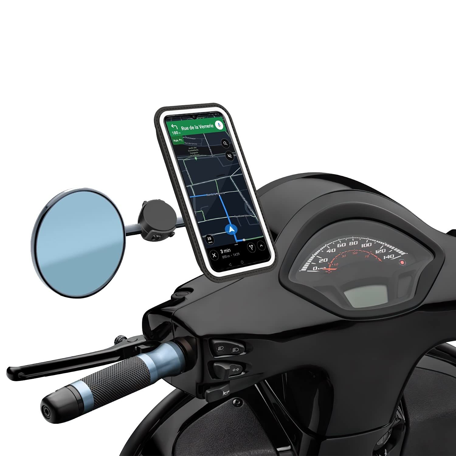 Shapeheart Magnetic Mount: Secure Smartphone Holder for Moto/Scooter Mirrors - Fits XL Phones Up to 16.5 cm