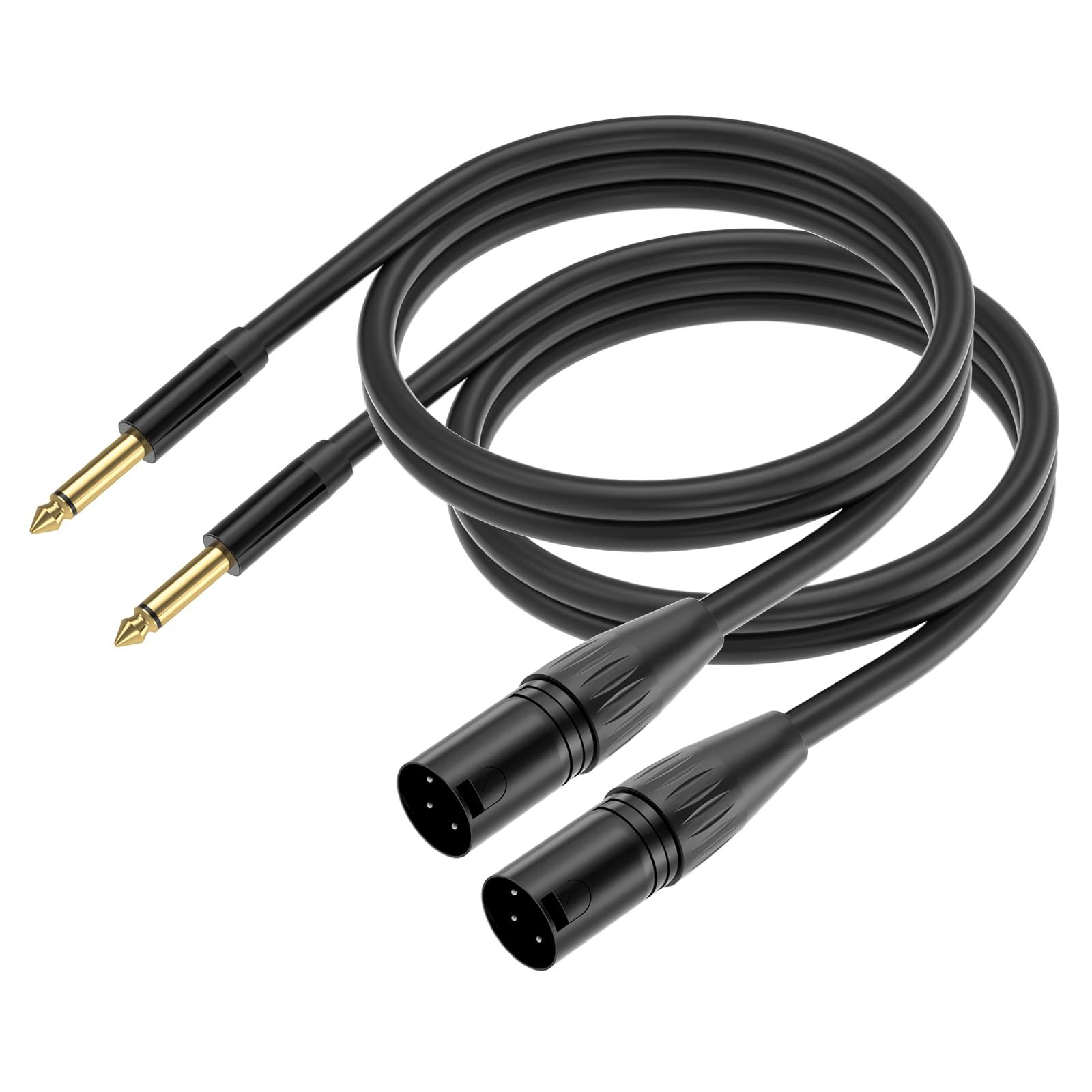 "Yinker 5ft XLR Male to 1/4" Microphone Cable - 2 Pack, 6.35mm TS to 3-PIN XLR Interconnect for Mic Use"