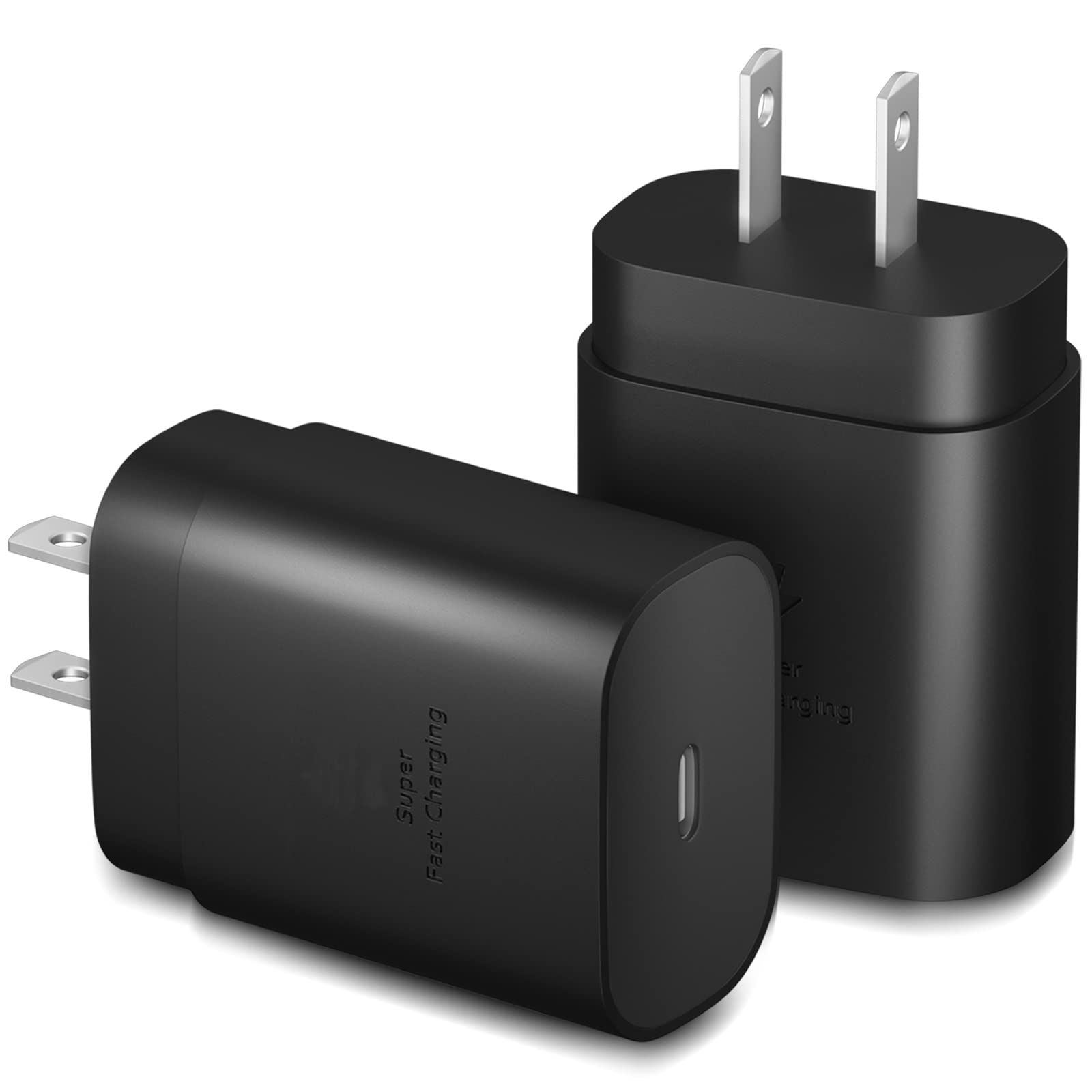 Galaxy S23 Charger Block 25W PD Fast Charging USB-C Adapter - 2 Pack for Samsung & iPhone Devices