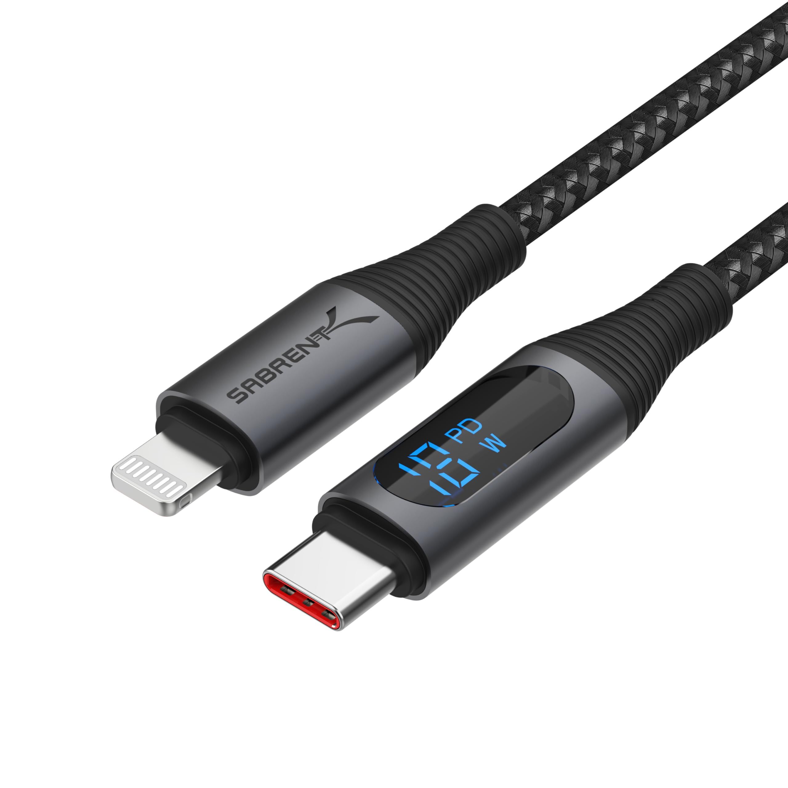 SABRENT USB-C to Lightning Cable 2M - MFI Certified, 60W Fast Charging & 480Mbps Data Transfer for iPhones, iPads & MacBooks