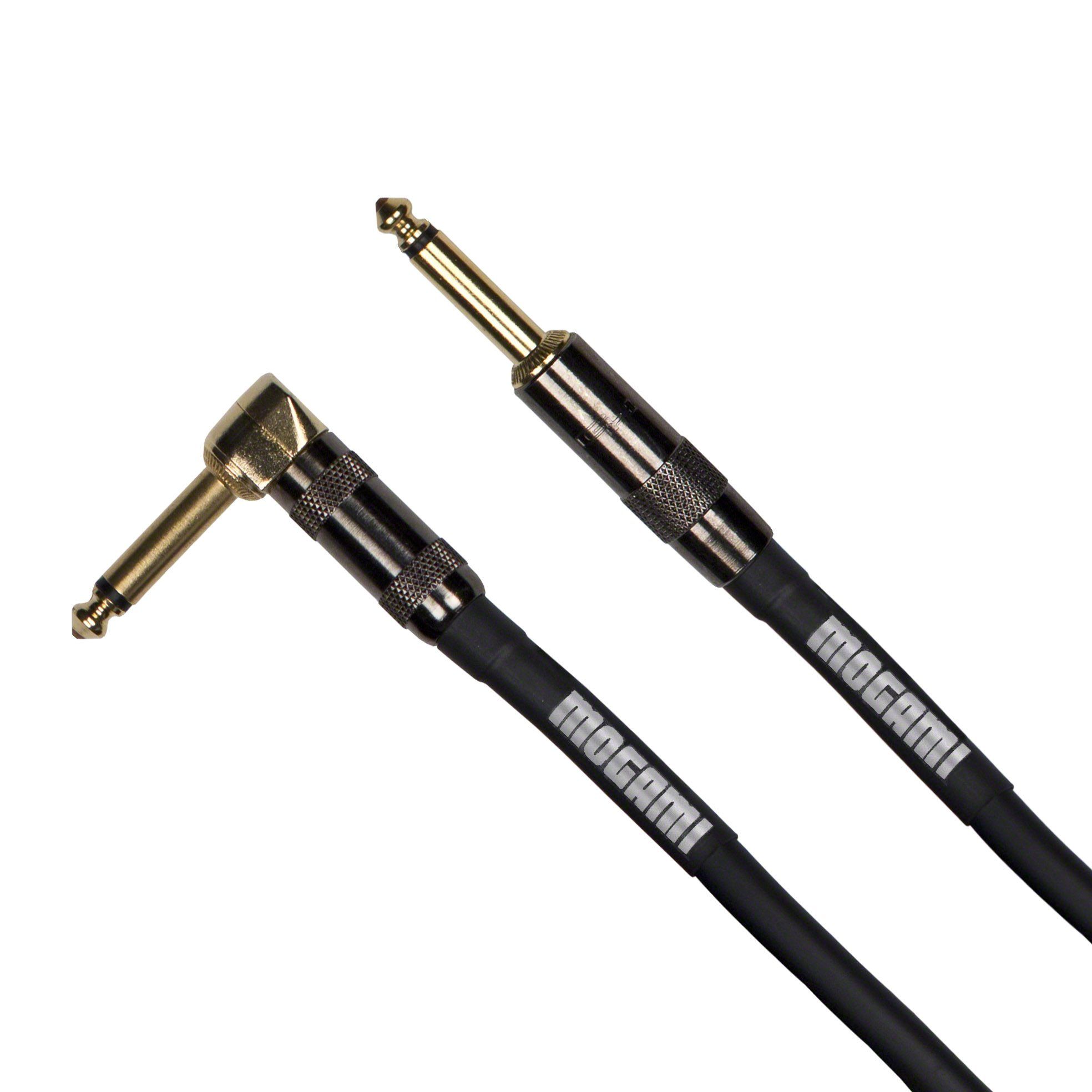 "Mogami Platinum GUITAR-03R Cable: 3ft 1/4" TS with Gold Contacts & Right Angle Connectors"