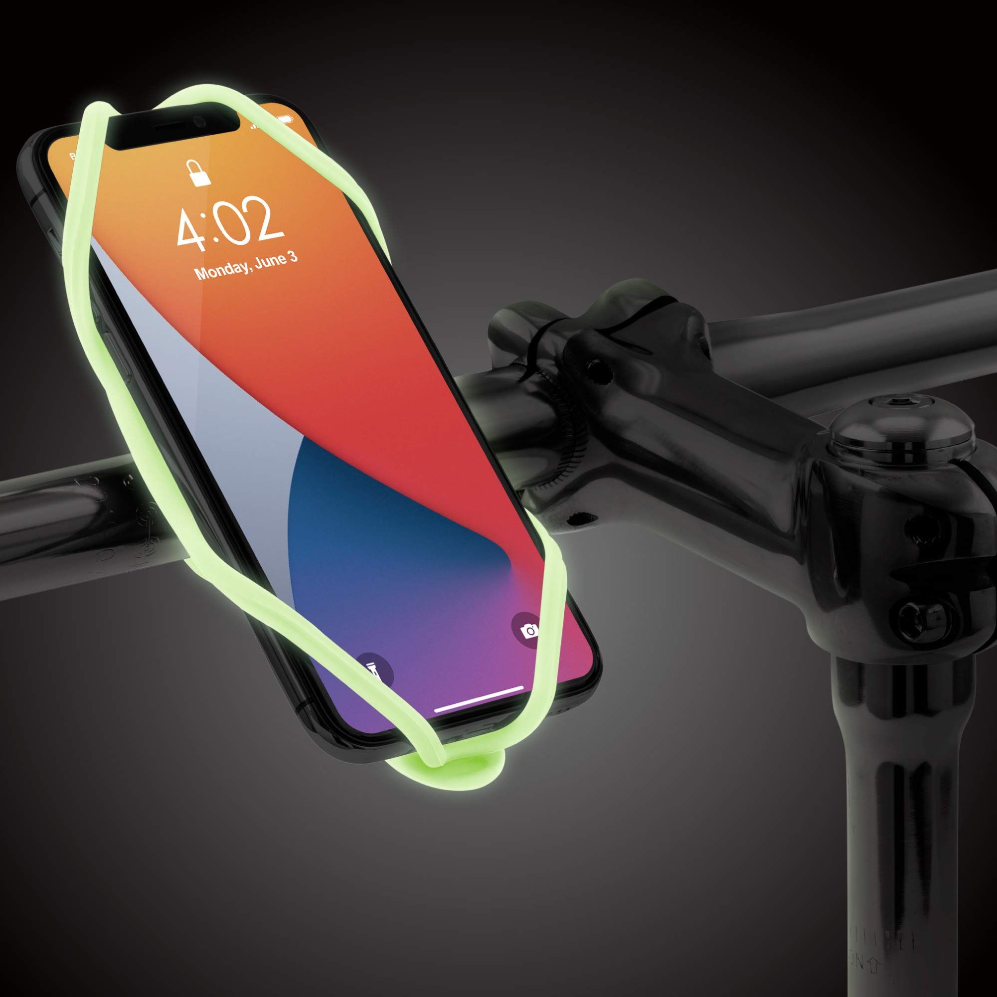 Bone Bike Tie 4: Universal Scratch-Free Silicone Phone Mount for Handlebar - Luminous Anti-Slip Design for All Smartphones