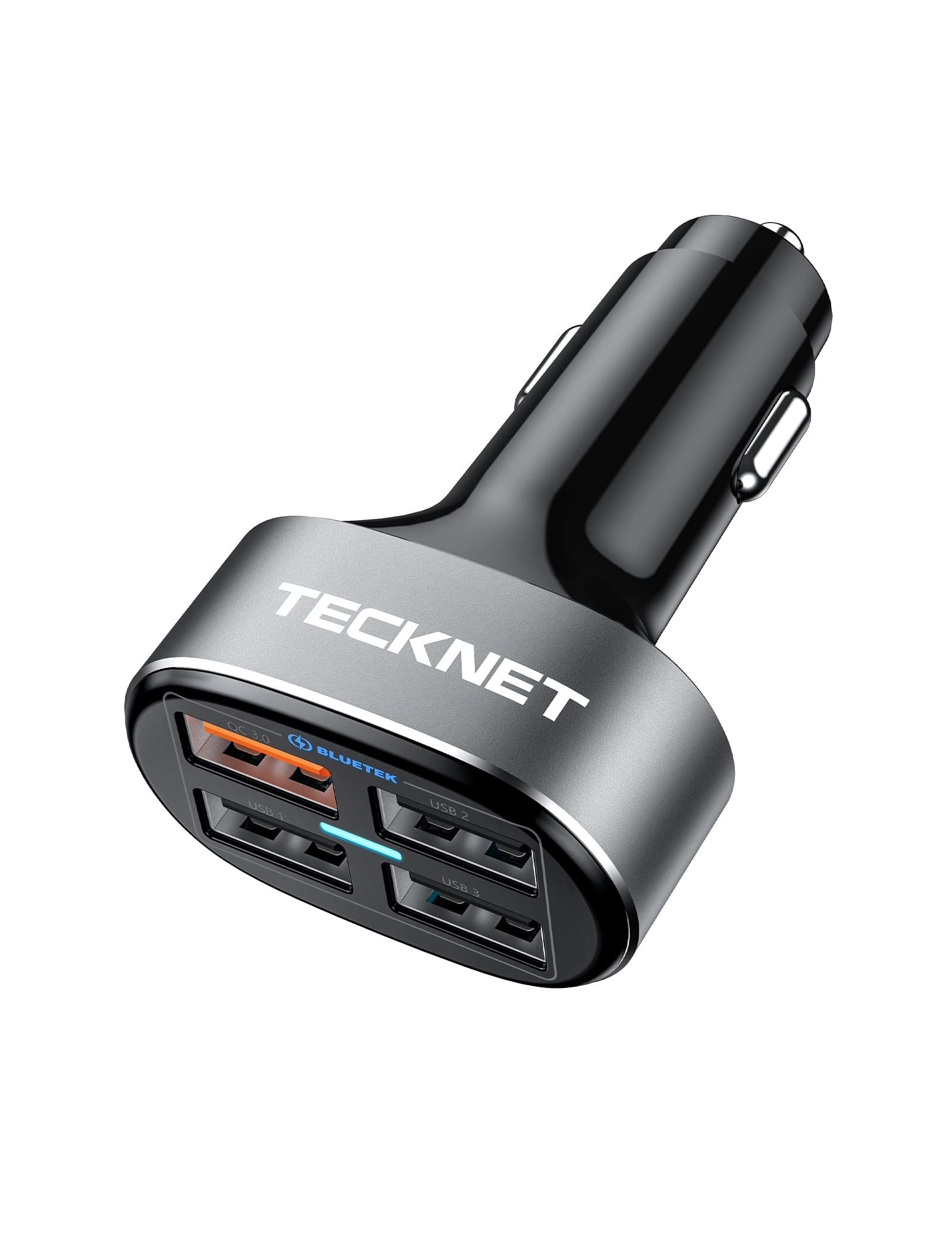 TECKNET 54W 4-Port USB Car Charger - Fast QC 3.0 Adapter for iPhone 15/14/13 & Galaxy Devices
