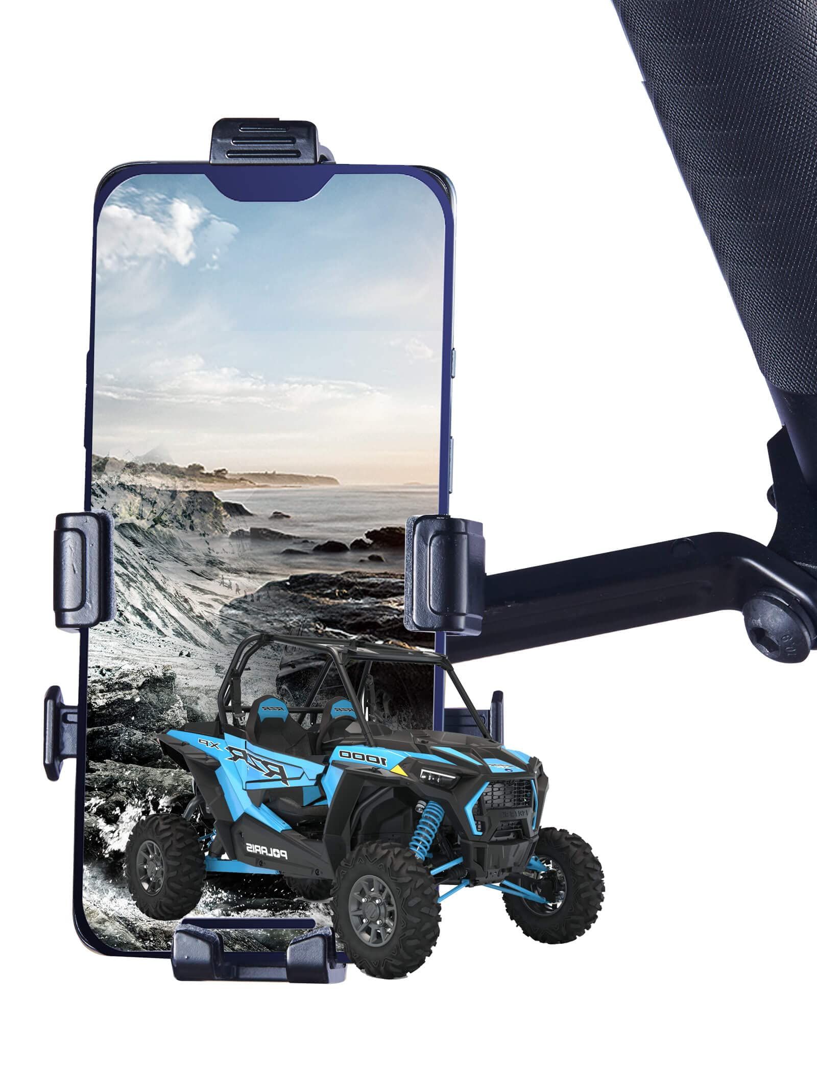 "ZIDIYORUO UTV Phone Mount for 1.75"-2" Roll Cage | Secure Aluminium Holder for Polaris RZR & Can Am | Fits 4.7"-6.8" Devices"