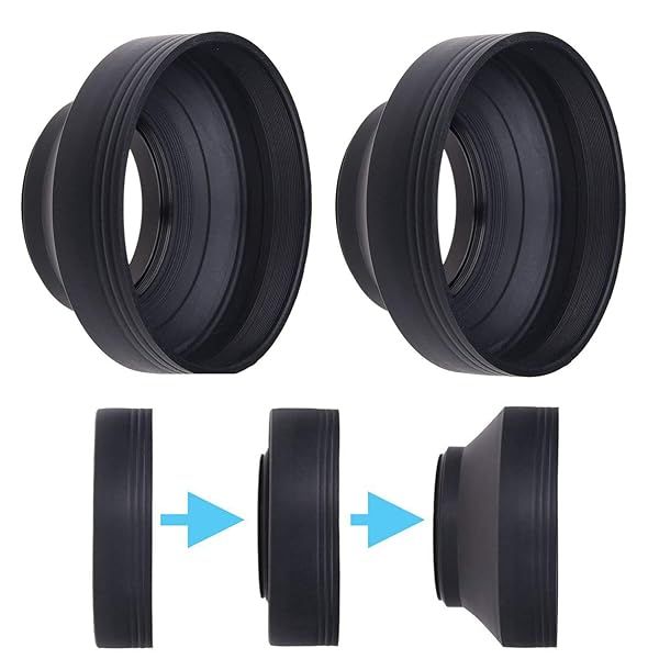 77mm Collapsible Rubber Camera Lens Hood Set - Reduces Flare & Glare for Better Photos & Videos