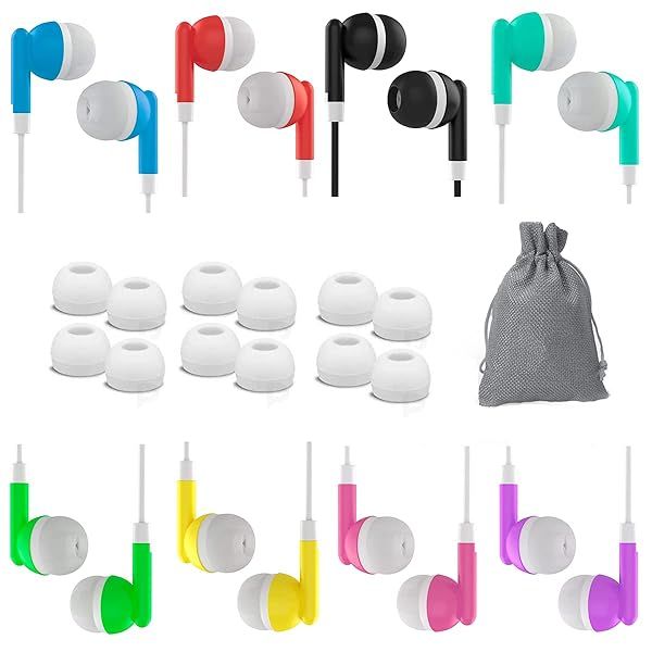 8 Pack Kids Headphones for School & Travel - Wired Earbuds for Classroom, Chromebook, iPhone, Galaxy & More