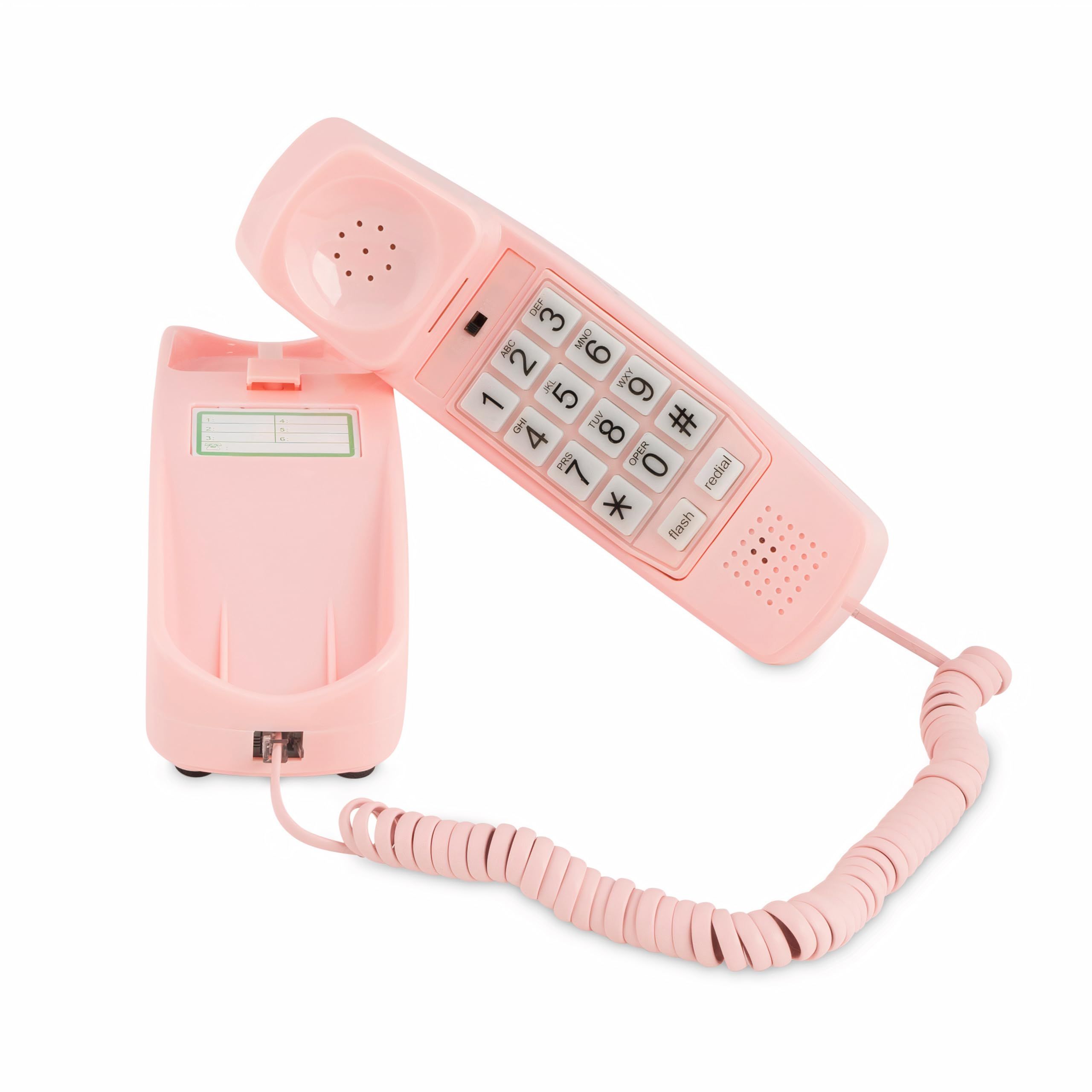iSoHo Vintage Pink Corded Landline Phone - Easy-to-Use Big Button Home & Office Telephone for Seniors