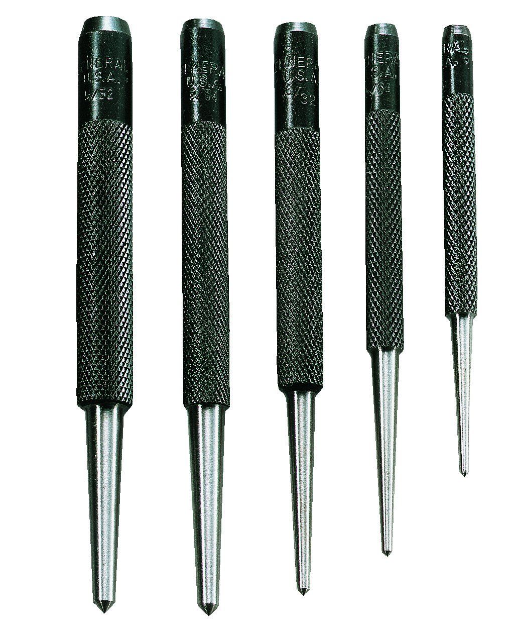 "General Tools SPC74 Round Shank Center Punch Set of 5 (1/16" to 5/32") - Precision Tool for Accurate Marking"