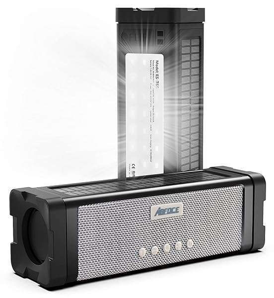 ABFOCE Solar Bluetooth Speaker: IPX7 Waterproof, 20W Bass, 27 LED Lights, 5000mAh Battery - Perfect for Outdoor & Home Use