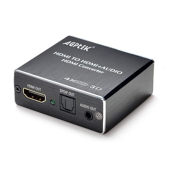 AGPTEK 4K HDMI Audio Extractor Splitter - Ultra HD 4K to Toslink & 3.5mm Audio Converter Adapter