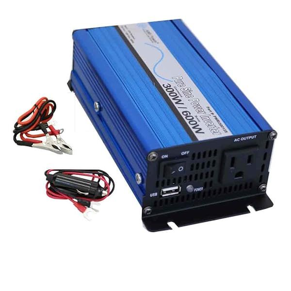 Buy AIMS Power PWRI30012S Pure Sine Inverter - 300W Continuous, USB Port, 12VDC, Cables Included