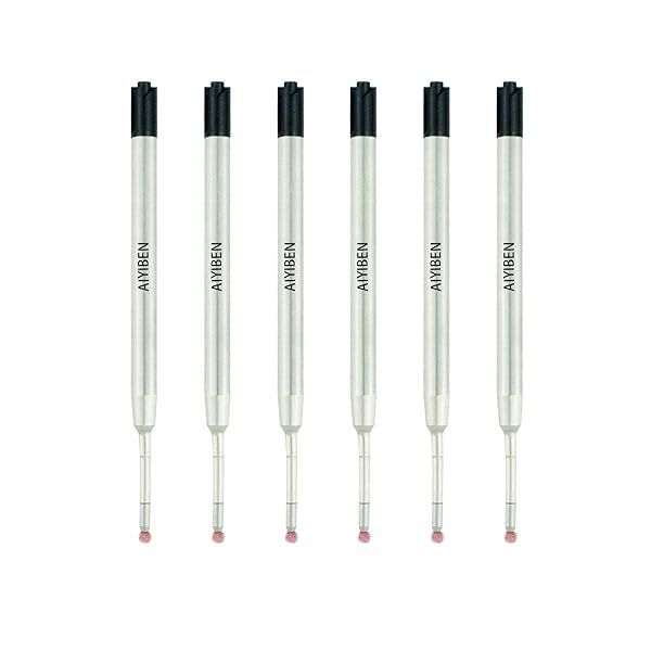 AIYIBEN 3.9'' Ballpoint Pen Refill - Smooth Writing Black Metal Refill (6 Pack) for Stylus & Ballpoint Pens