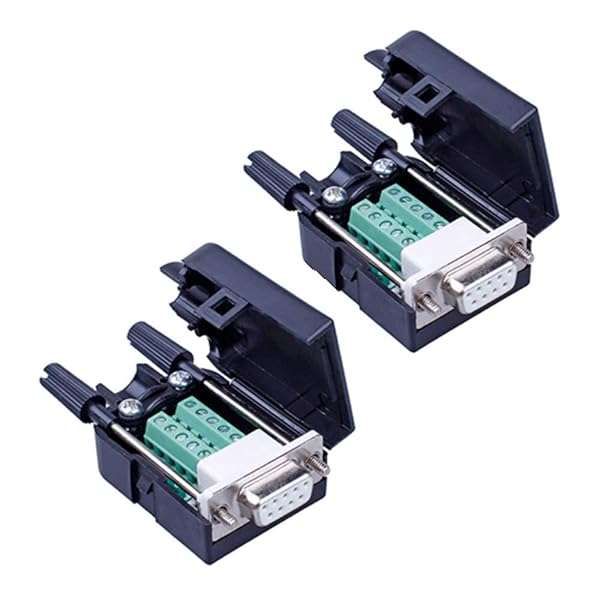 ANMBEST 2PCS DB9 Solderless RS232 Male Adapter Connector with Case & Long Bolts - Perfect for 9-Pin Port Terminals