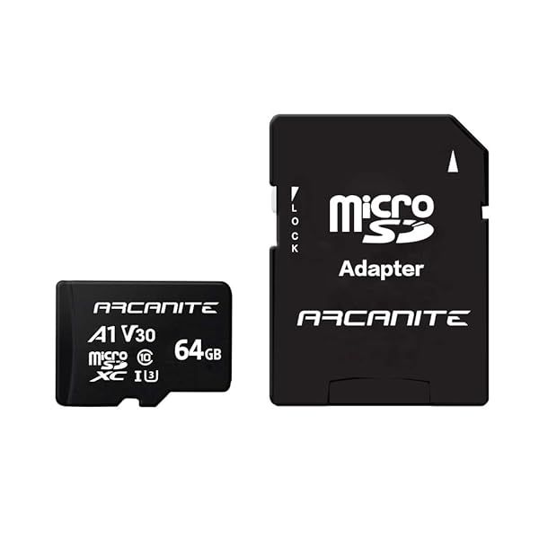 ARCANITE 64GB microSDXC Card - A1 UHS-I U3 V30 for 4K, 90MB/s Speed, Includes Adapter