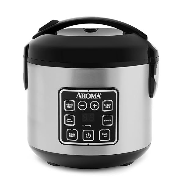 AROMA 4-Cup Digital Rice Cooker & Steamer - Stainless Steel, Multi-Cooker, Easy Cooking for Perfect Rice & Grains