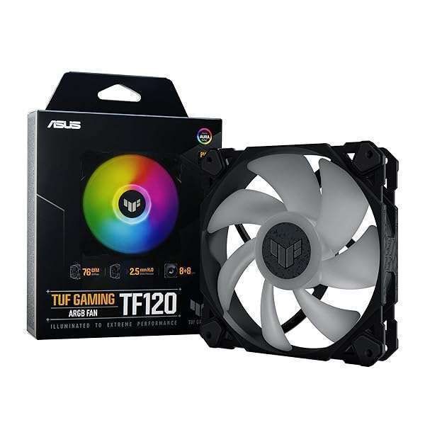 ASUS 120mm ARGB PWM Fan: Advanced Fluid Dynamic Bearing & Customizable LEDs for PC Cases & Liquid Radiators