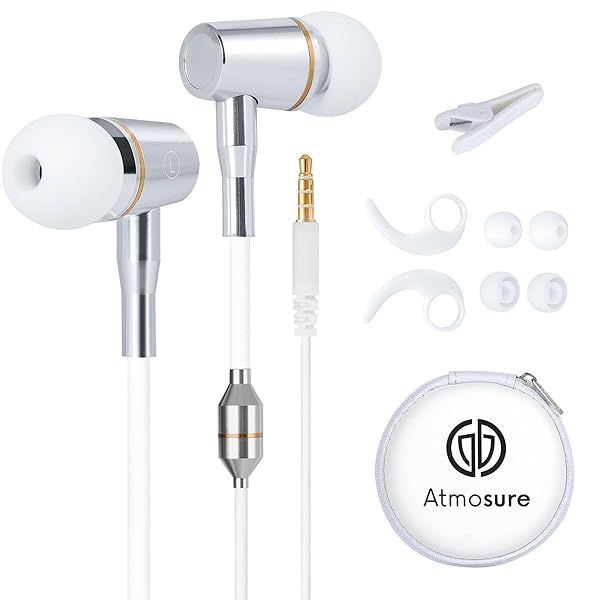 ATMOSURE Air Tube Headphones: Safe, Comfortable with Microphone, Volume Control & Carry Case