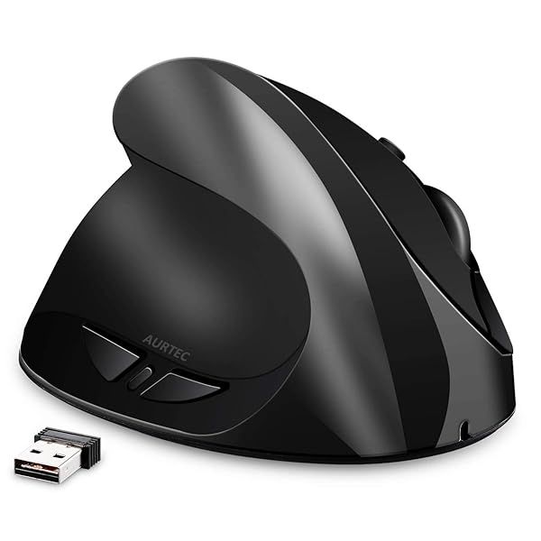 Buy AURTEC Left-Handed Wireless Ergonomic Mouse - Rechargeable, 6 Buttons, 3 DPI Settings, Perfect for Left-Hand Users