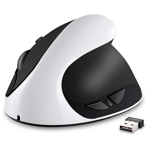 Buy AURTEC Vertical Mouse - Rechargeable 2.4G Wireless Ergonomic Design, 6 Buttons & 3 DPI Settings - White