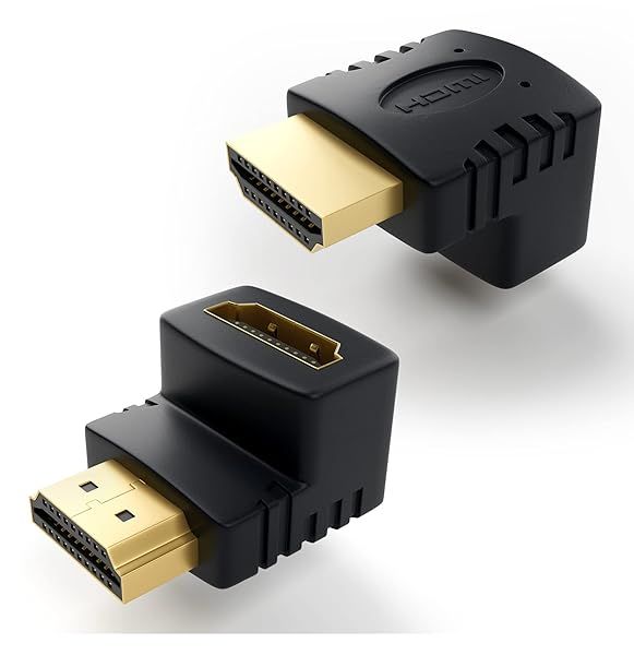 AURUM CABLES HDMI 90 and 270 Degree Angled Adapter, 2 Pack HDMI Connector Extender, L Shape Male to Female, 3D, 4K@60Hz, 1080p, UHD, ARC, Ethernet, Compatible with PC Laptop TV Xbox PS3 PS4, Black