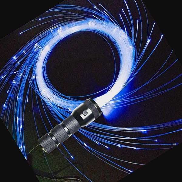 AZIMOM 6ft LED Fiber Optic Dance Whip - Super Bright Rave Light for EDM Parties & Festivals
