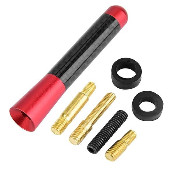 Acouto 3-Inch Carbon Fiber Car Antenna - Universal Short Aerial Replacement (Red) for Enhanced Radio Reception