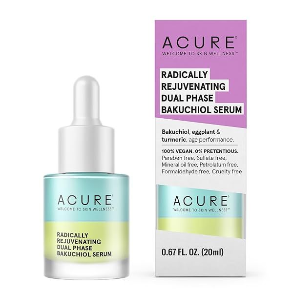 Acure Radically Rejuvenating Bakuchiol Serum: Vegan Anti-Aging & Soothing Skin Care with Eggplant & Turmeric - 0.67 oz