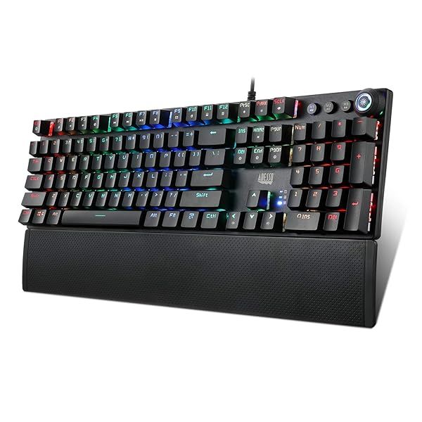 Adesso RGB Mechanical Gaming Keyboard: 108 Keys, Programmable, Detachable Palmrest - Ultimate Gaming Experience