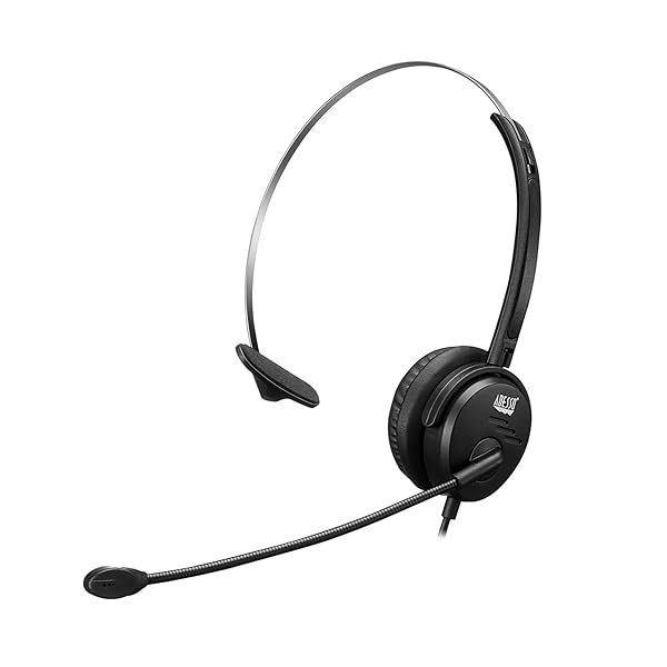 Adesso Xtream P1 USB Wired Headset: Adjustable Noise-Canceling Mic, Single-Sided Design, Black